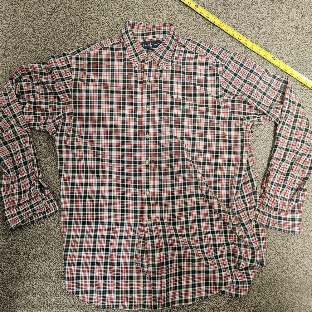 Ralph Lauren Shirt Mens Extra Large XL‎ Checkerboard Classic Fit Long Sleeve